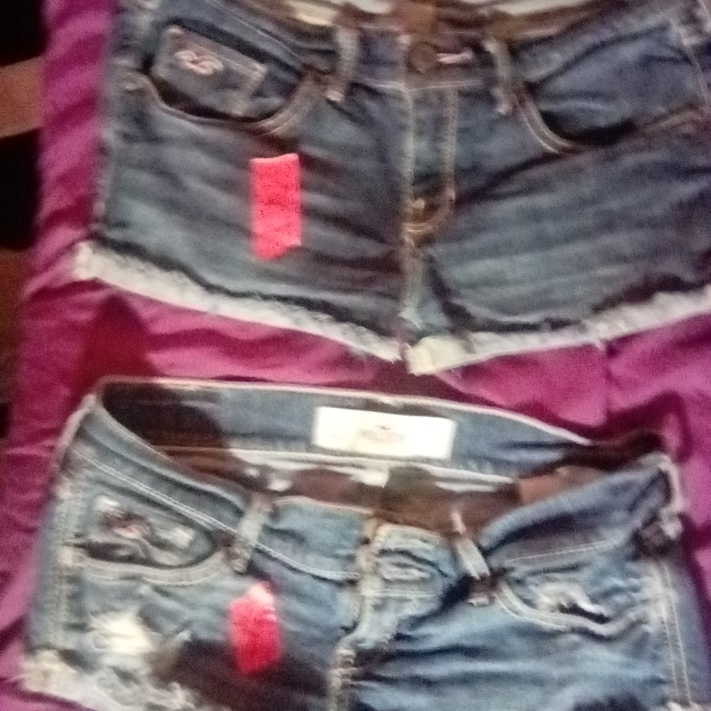 Blue Denim Shorts with Distressed Details